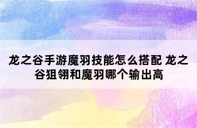 龙之谷手游魔羽技能怎么搭配 龙之谷狙翎和魔羽哪个输出高